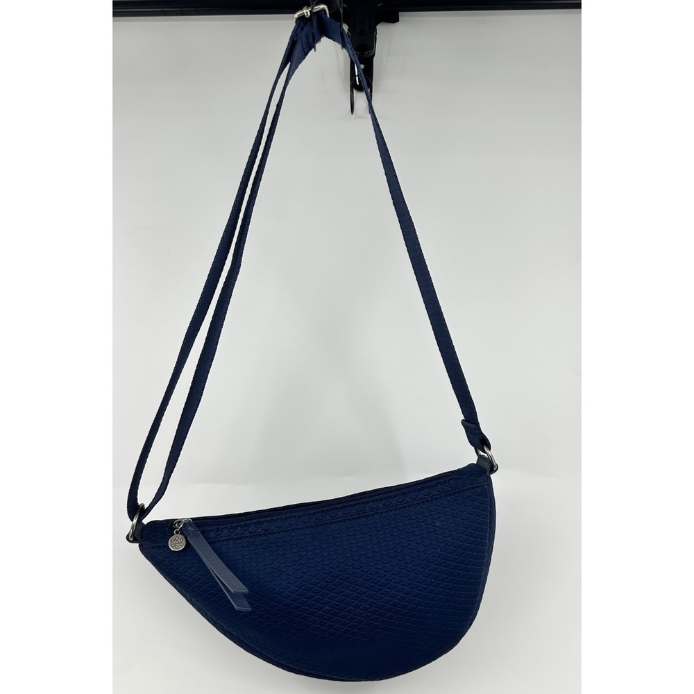 THE SAKE Tess Sling Bag Navy Blue Diamond Pattern Crossbody